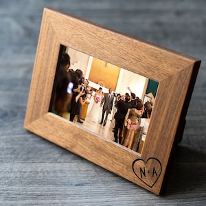 Personalized Walnut Wood Picture Frame - Custom Engraved Wood Picture Frame / 4x6 5x7 Picture Frame / Wedding Picture Frame / Newlywed Gift