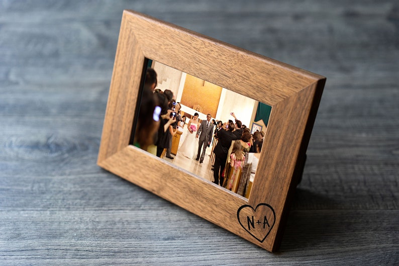 Personalized Walnut Wood Picture Frame Custom Engraved Wood Etsy