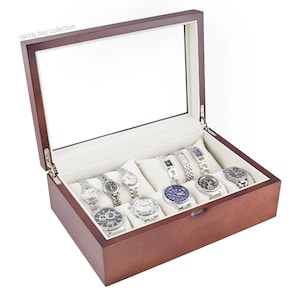 Personalized Wood Watch Box - Holds 10 / Watch Organizer / Watch Storage / Engraved Watch Box / Men&#39;s Watch Box / Personalized Jewelry Case