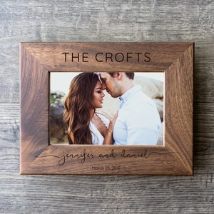 Personalized Picture Frame - Wedding Picture Frame / Newlywed Picture Frame/ 4x6 5x7 Photo Frame / Custom Engraved Walnut Wood Picture Frame