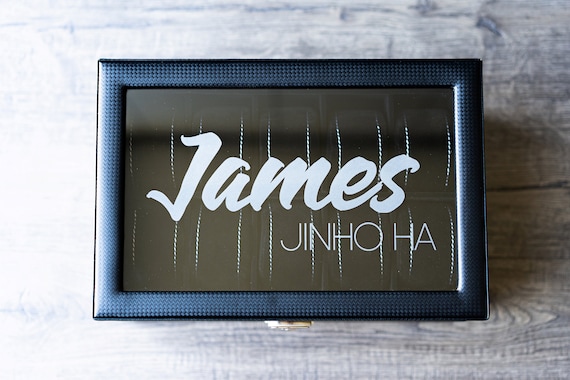 Personalized Watch Box Carbon Fiber Design Holds 20 