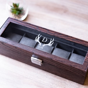 Personalized Watch Box - Holds 5 Watches, Watch Case, Watch Organizer, Watch Storage, Engraved, Monogram, Custom Designs