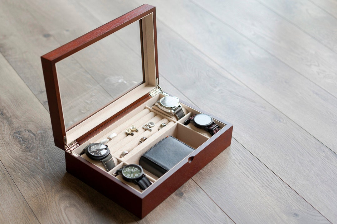 Personalized Wood Jewelry Box Watch Case, Imperfect Item, Earring Ring