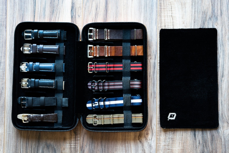 Compact Travel Watch Band Case Holds 12 Watch Bands Black Etsy