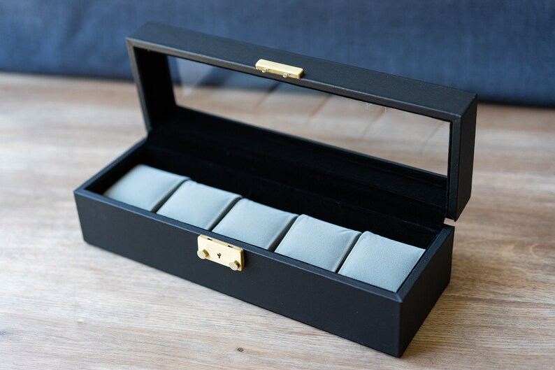 Personalized Black Watch Case Box Holds 5 Watch Box Watch Etsy