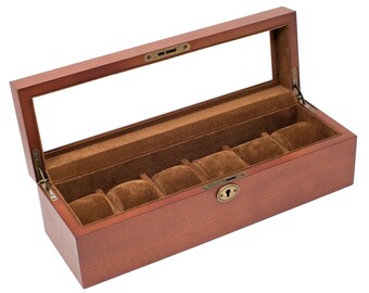 Personalized Rustic Solid Wood Watch Box - Holds 6 watches, Watch Case, Watch Organizer, Watch Storage, Engraved, Monogram, Custom Designs