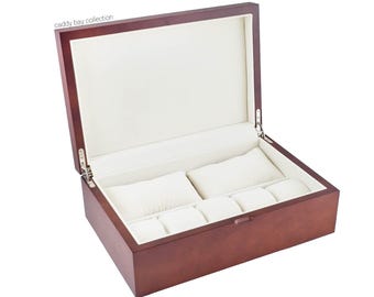 Personalized Solid Top Wood Watch Case - Holds 10 Watches, Watch Case, Watch Organizer Watch Storage, Engraved, Monogram, Custom Designs