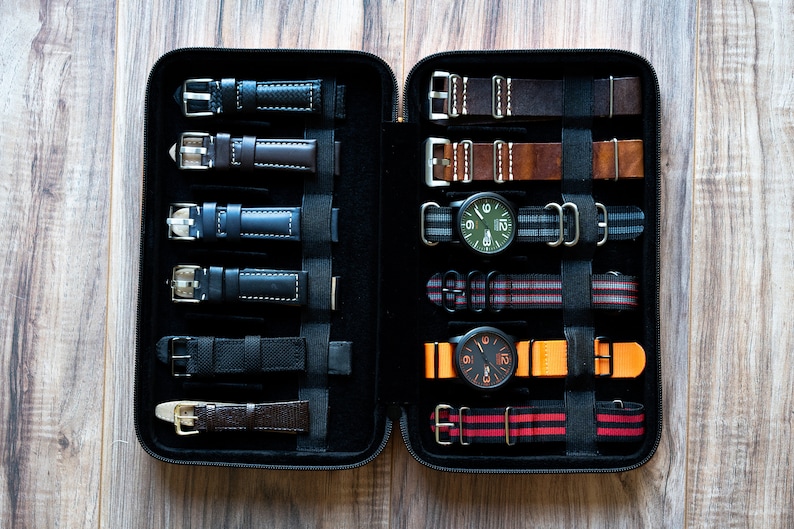 Compact Travel Watch Band Case Holds 12 Watch Bands Black / Etsy