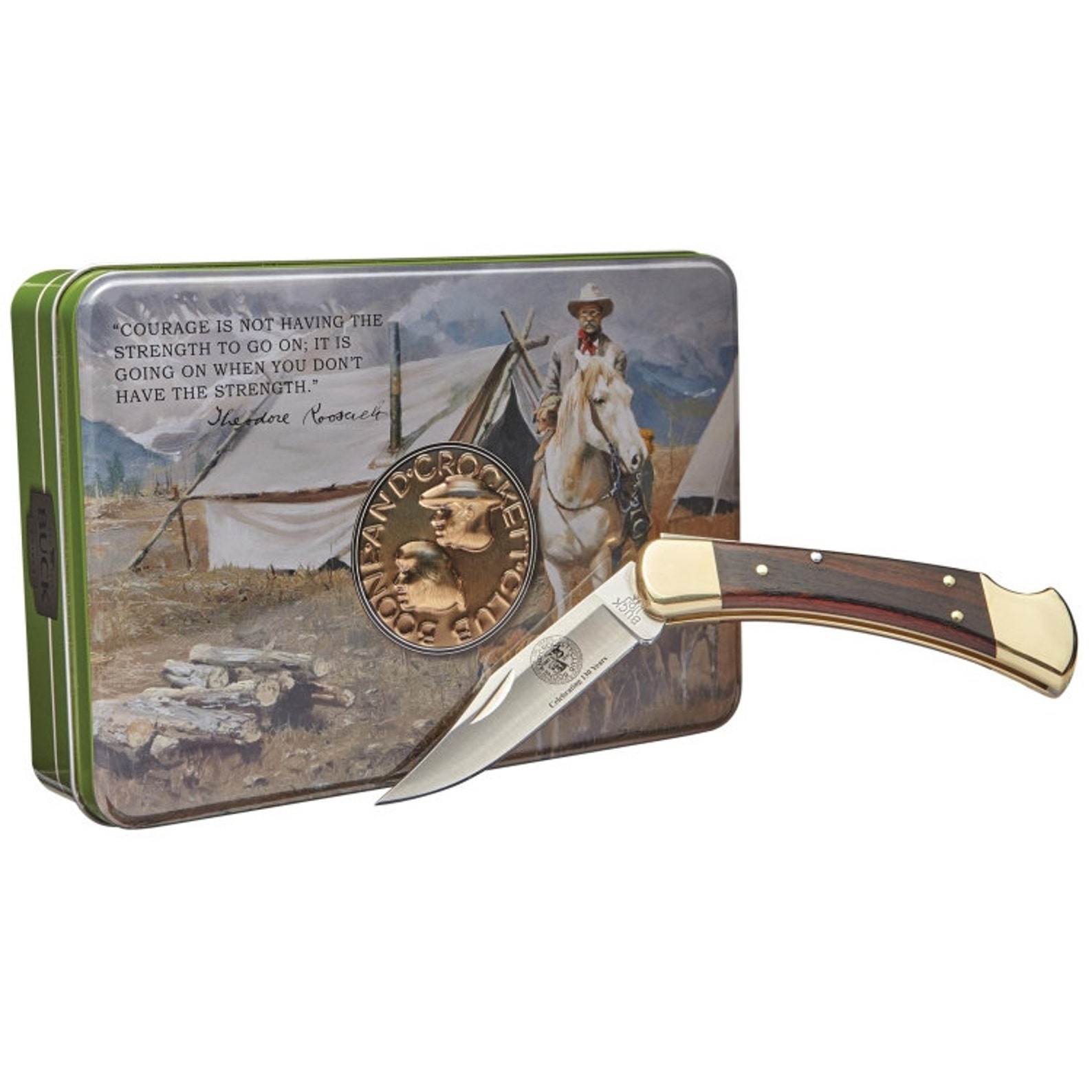 BUCK 110 BOONE & CROCKETT Collectors Knife with tin. Etsy