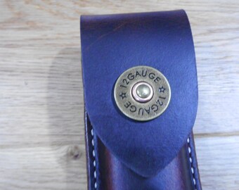 Buck 110 custom leather knife sheath. Brown. 12 Gauge snap. Sheath only