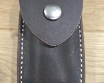 Buck 112 custom leather knife sheath. Brown. Plain flap. Sheath only
