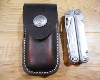 Leatherman Wave dark oil Crazy Horse leather sheath. Buffalo snap. Sheath only.