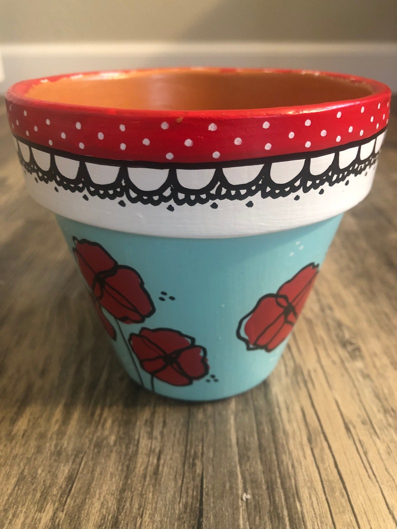 Hand Painted Flower Pot Etsy