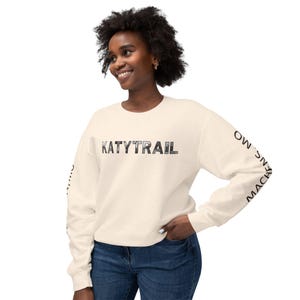 Katy Trail Crewneck Sweatshirt -Photo letters with  Clinton & Machens Sleeve Detail