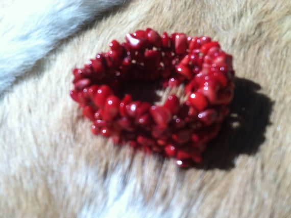 Red coral  tumbled stone braclet - image 2