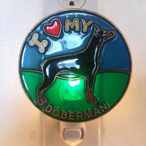 I Love my Doberman Night Light with  4 watt  on/off switch
