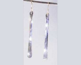 Hammered Sterling Silver Double Dangles,   Chic, Elegance, Sparkle, Organic Modern Earrings