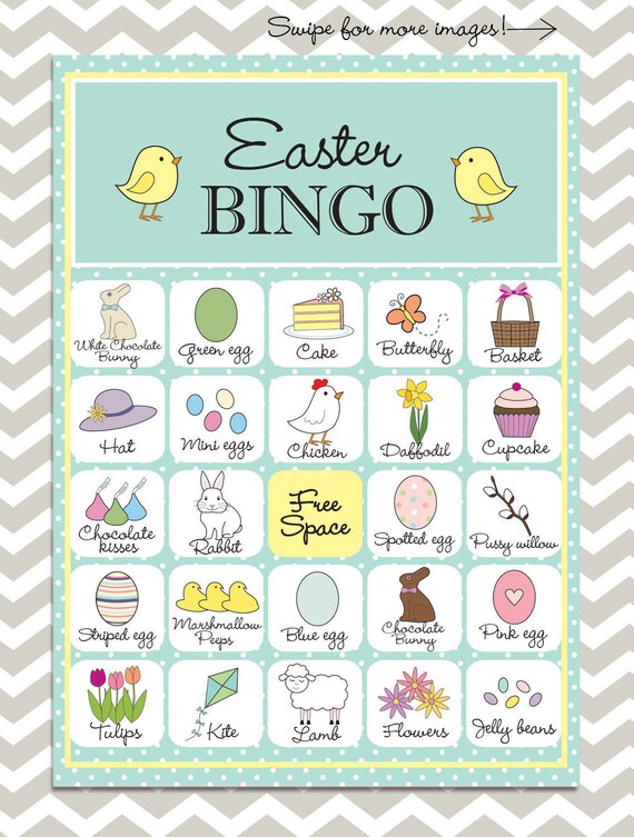 20 Easter Bingo Cards Kids Party Prefilled Unique Game Cards Etsy