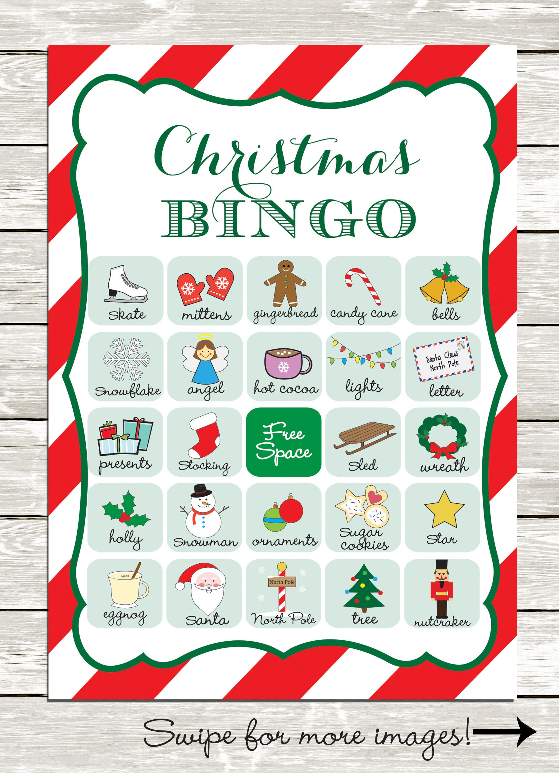 Christmas Bingo cards 20 unique game cards Printable - Etsy