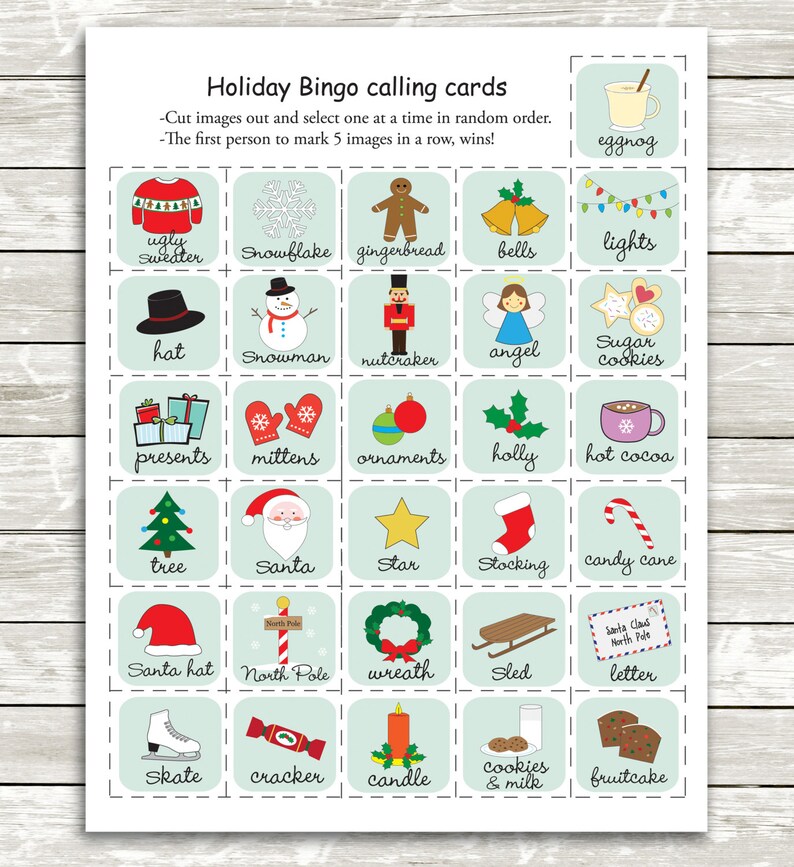 Holiday Bingo cards 20 unique Christmas theme game cards | Etsy