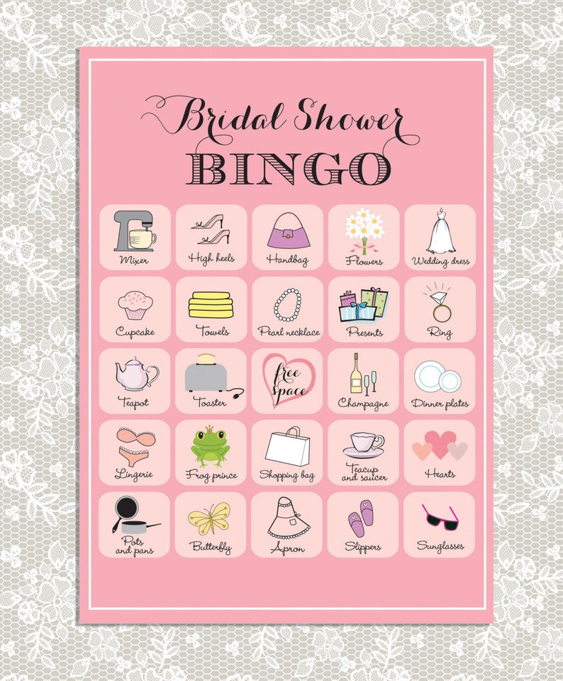 40 Printable Bridal Shower Bingo 40 Unique Prefilled Game Etsy
