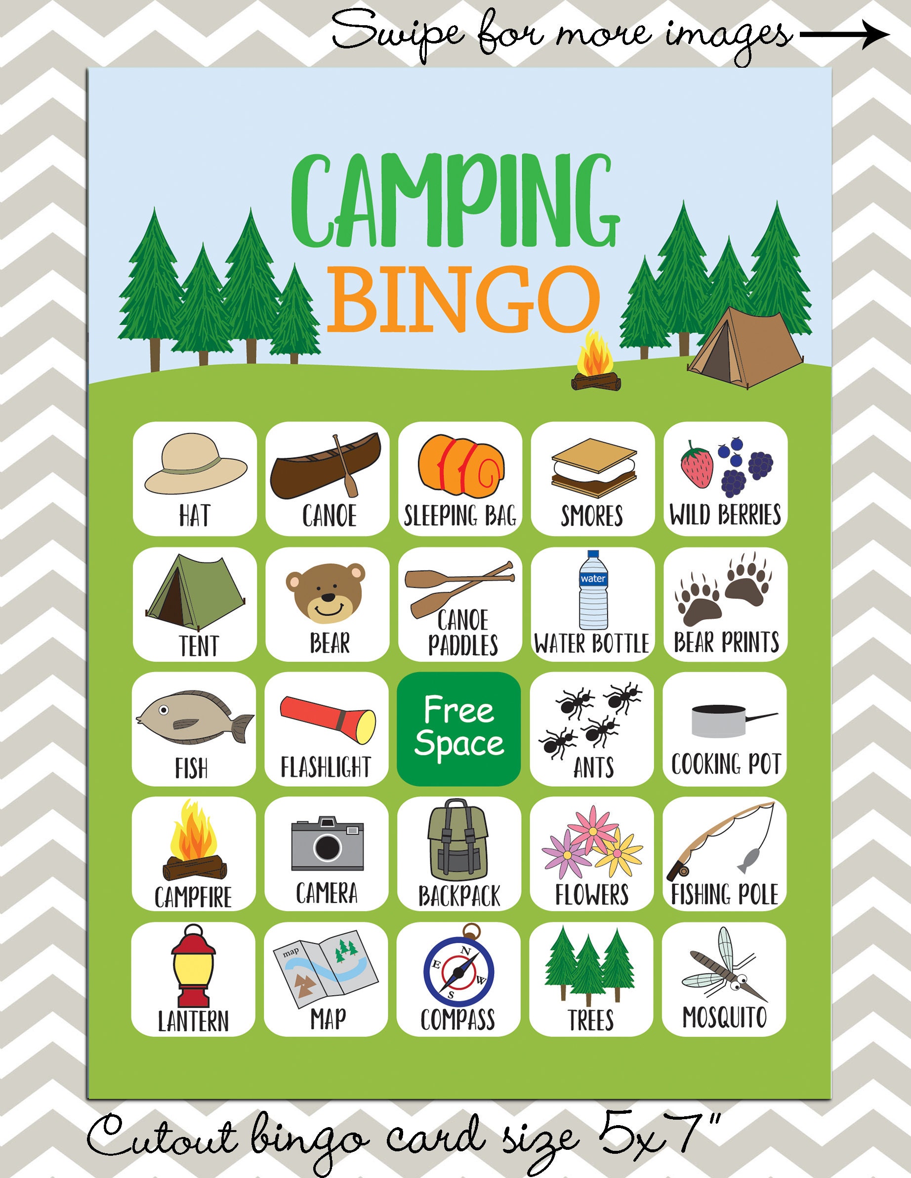 20 Camping Bingo Cards 20 Unique Prefilled Game Cards - Etsy