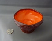 Smoky merlot and orange organic, whimsical dessert cup; handmade by blind ceramic artist