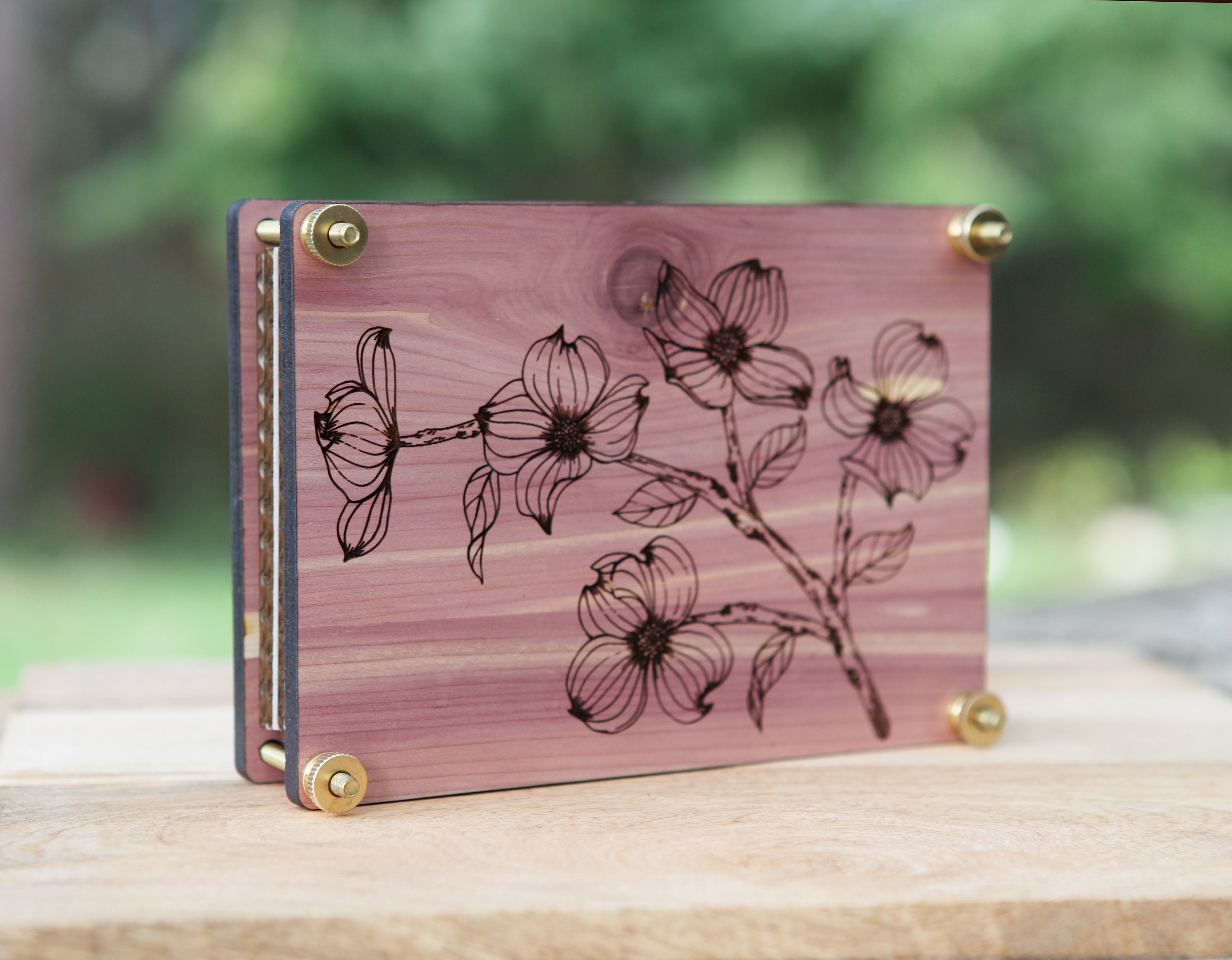 Flower Press kit with engraved dogwood flowers made from cedar Etsy