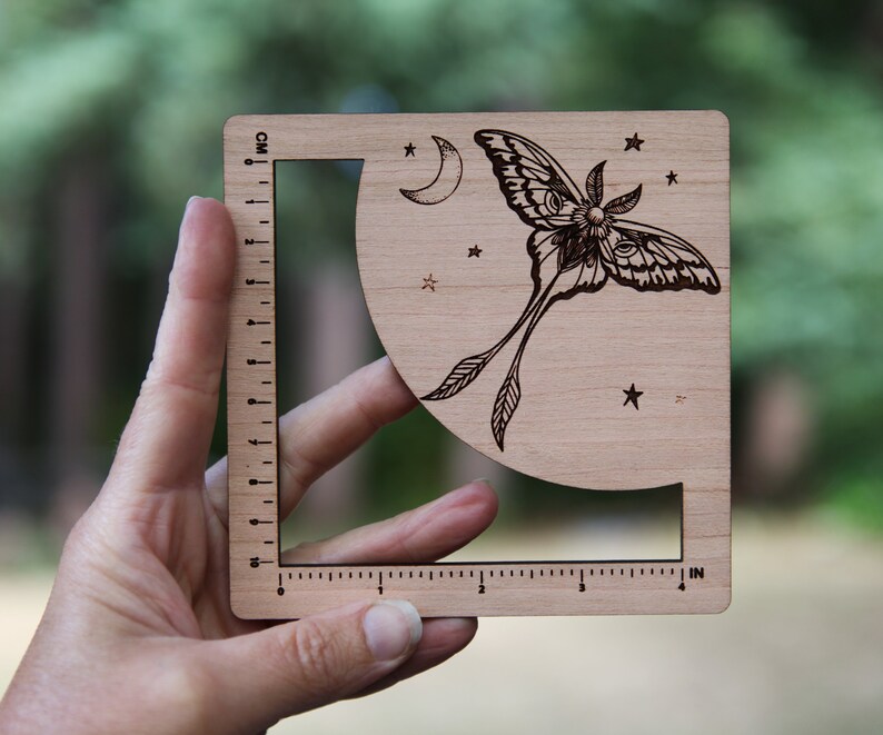 Cherry Measuring Ruler Luna Moth Gauge Swatch Measurement Ruler in 4 Inches and 10 Centimeters ...