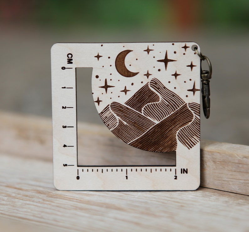 Moon Chart Ruler Moon & Stars Over Mountains Gauge Swatch Measurement Ruler in Inches ...