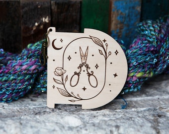 Magic Scissors with Flowers, Moon and Stars Spinners Control Tool WPI (Wraps per Inch) Ruler and Twist Angle Gauge for yarn.