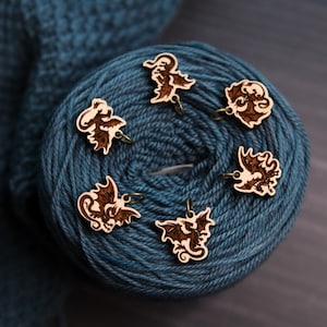 Dragon shaped stitch markers for knitting and crochet
