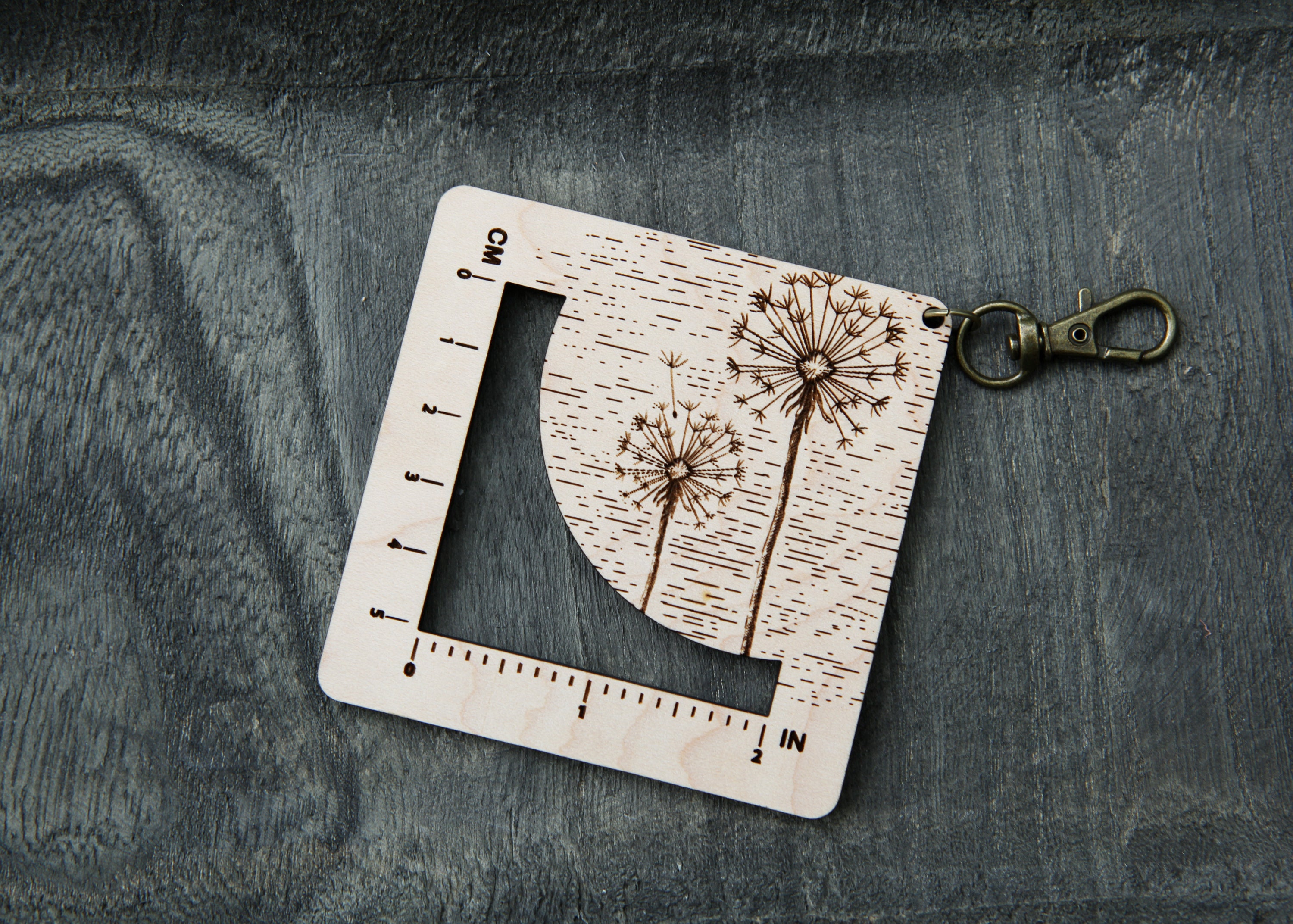 Botanical Ruler Dandelion Flower Gauge Swatch Measurement Ruler in Inches and | Etsy