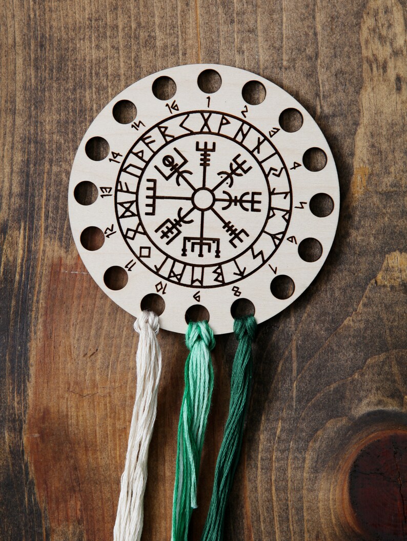 Viking Runic Compass Embroidery Floss Thread Storage Holder - Etsy