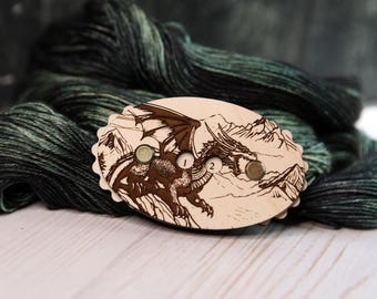Dragon Knitting Row Counter: Crochet Stitch Counting Tool, made from Maple Wood