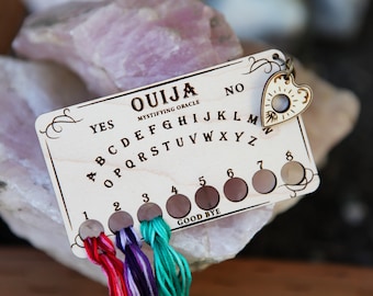 Ouija Board Embroidery Floss Thread Storage Holder with Planchette  - Spirit Board Maple Wood to store your cross stitch needlepoint