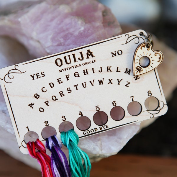 Ouija Board Embroidery Floss Thread Storage Holder with Planchette  - Spirit Board Maple Wood to store your cross stitch needlepoint