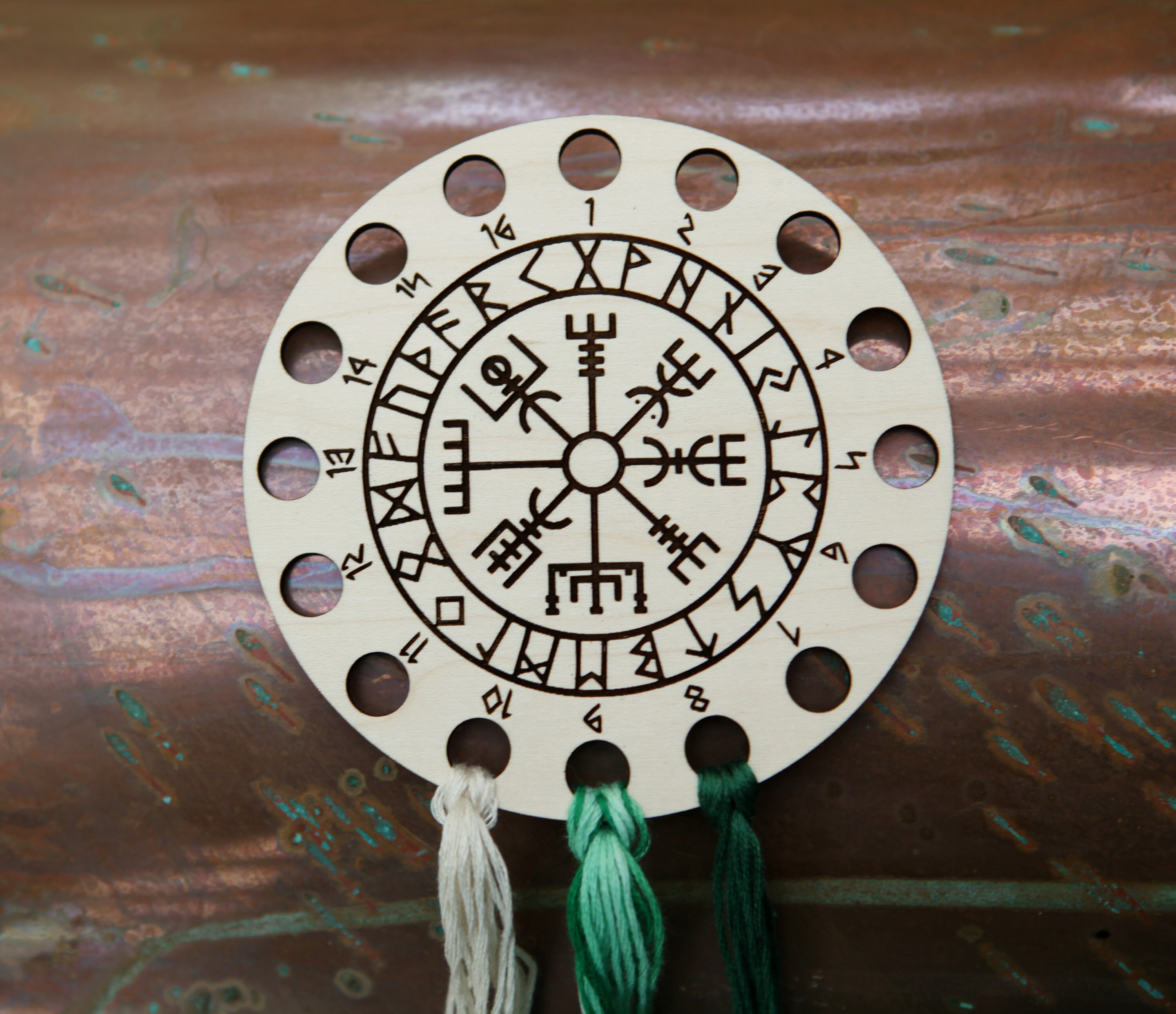 Viking Runic Compass Embroidery Floss Thread Storage Holder - Etsy