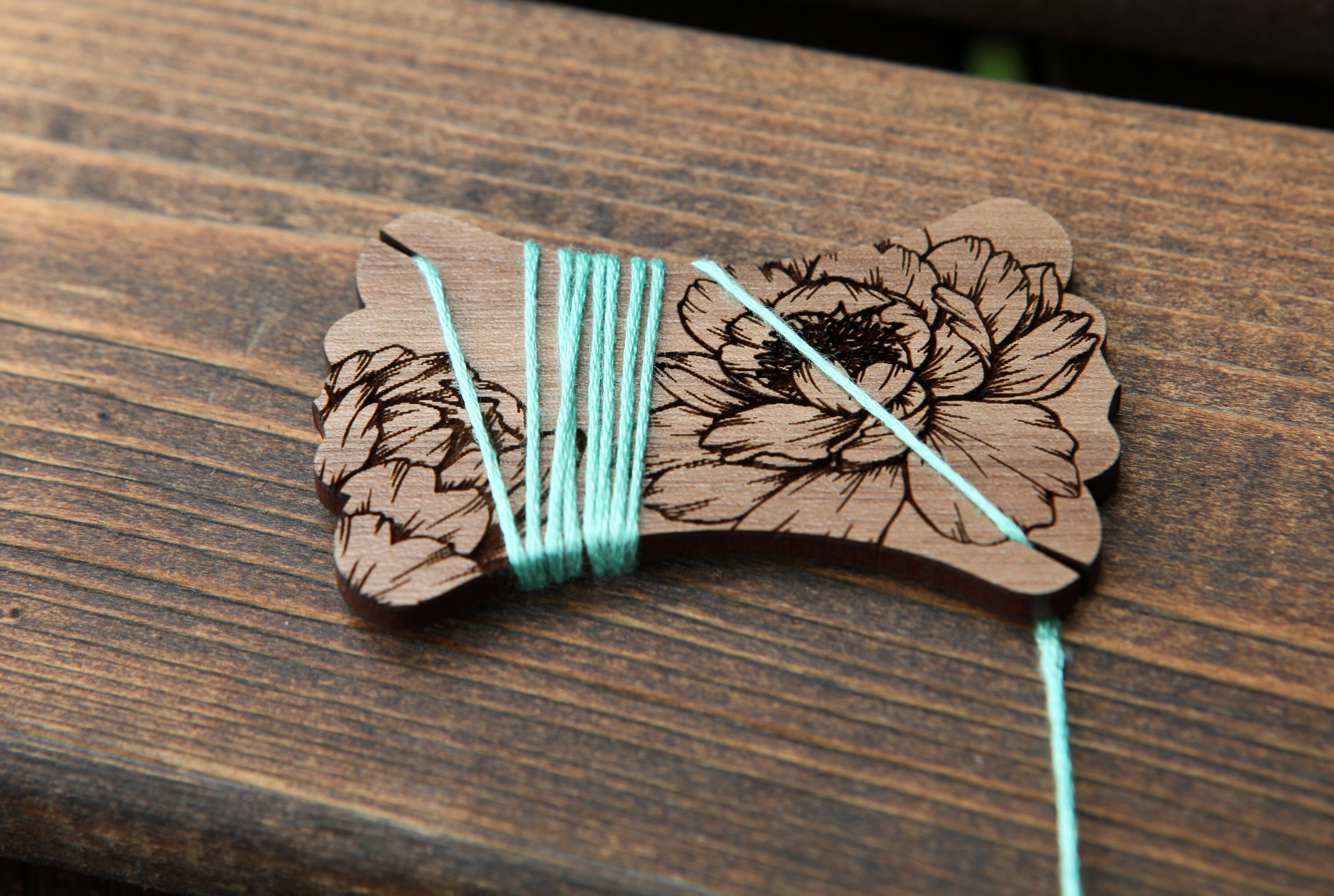 Peony Flower Embroidery Floss Thread Card Winders Made From Etsy