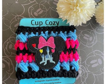 Mouse Magical Castle drink cup cozy. Mickey coozie. Coffee mug sleeve. Cup hug. Water bottle tumbler cozie. Ready to ship. Gifts for her.