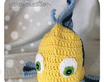 Guppy crochet  Flounder beanie hat