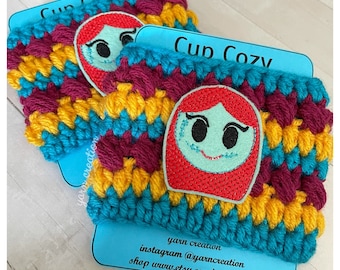 Halloween Sally Nightmare cozy | Sally coffee sleeve | crochet coffee accessories | gifts for her | Ready To Ship | NBC