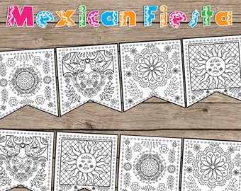 Papel Picado, Dia De los Muertos, Day of the Dead, Nov 2, Mexican Fiesta Banner, Bunting, Cinco de Mayo, May 5, Coloring Pages, DIY