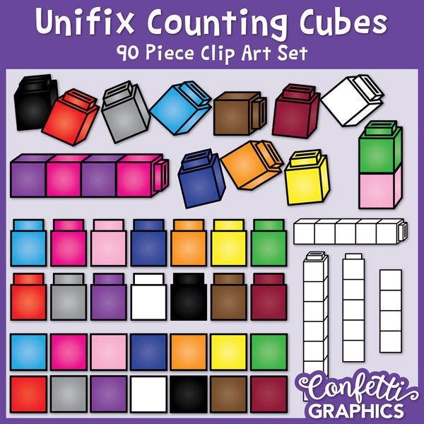 Unifix Cubes Clip Art / Linking Cubes / Counting Cubes / Math Manipulatives / 300 DPI PNG /  Instant Download