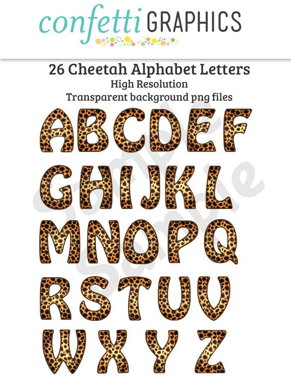 26 cheetah leopard alphabet upper case letters safari camp etsy