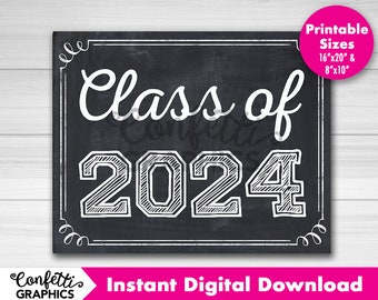 Clase de 2024 Graduación Graduación Escuela Secundaria HS College University Pizarra Último día de la escuela Photo Prop / 8x10 / Descarga instantánea