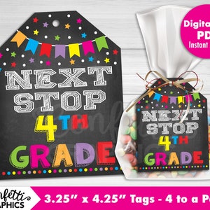 Next Stop 4th Grade Cards Gift Tags, Last day of 3rd Grade, Third Grade Gift Card, Labels, Last day of School Gift Tags, Digital File PDF