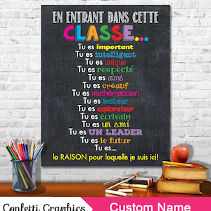 French Français When You Enter This Classroom Rules Teacher Appreciation Sign Poster Inspirational Classroom Chalkboard - Instant Download