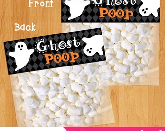 Halloween Ghost Poop Marshmallow Treat Bag Topper // Halloween Bag Toppers / Ziplock Topper // Instant Download