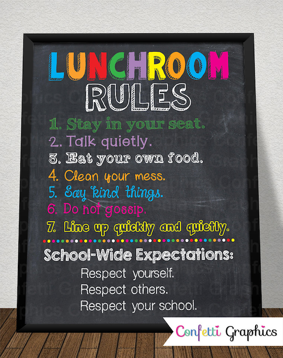 Reglas de comedor Cafetería Custom School Teacher Sign Poster - Etsy España